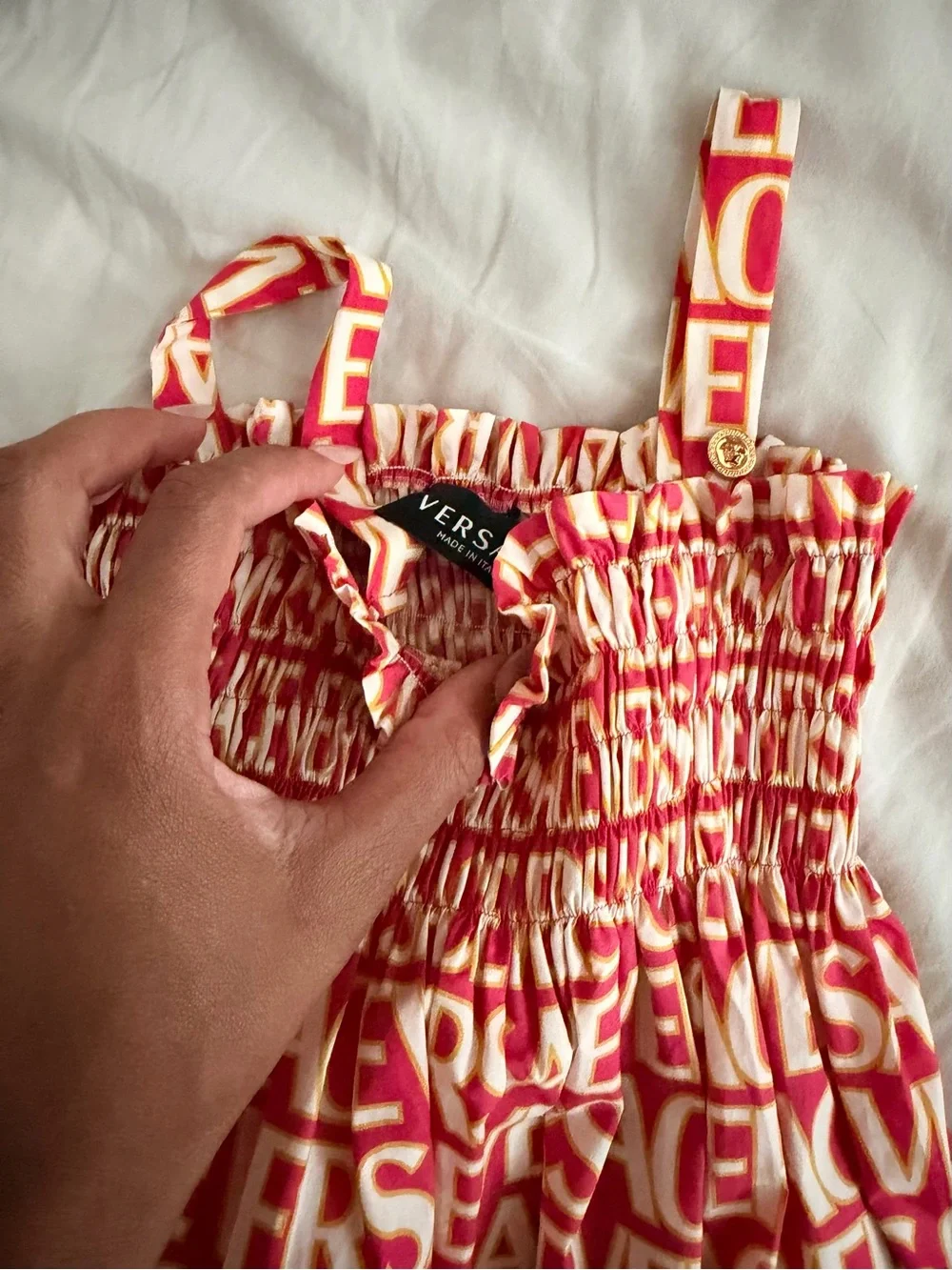 Versace Pink & Cream Logo-Print Girls' Sundress